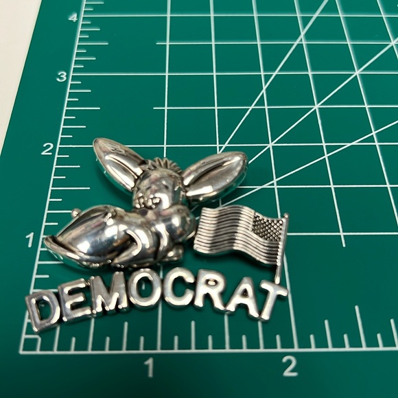 Vintage Best Brand Democratic Donkey Patriotic Political Lapel Pin Silver Tone - Picture 1 of 6